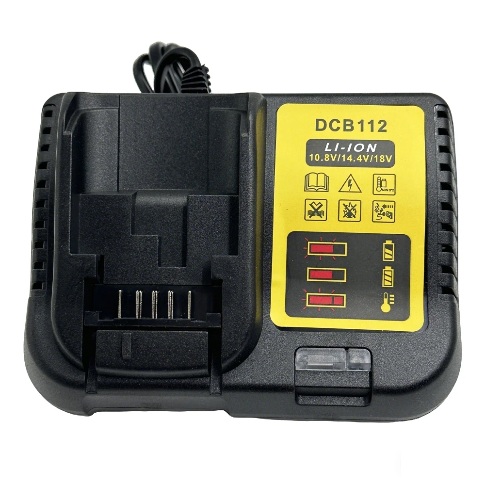Chargeur de batterie DCB112 pour Dewalt 10.8V 12V 14.4V 18V 20V DCB206 DCB205 DCB204 DCB203 DCB120,DCB107 DCB115 DCB105 (sans batterie)