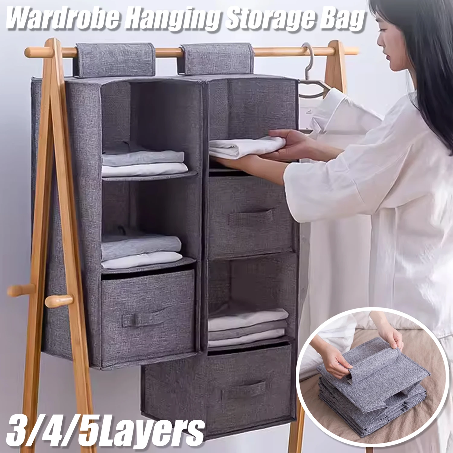 

Non-Woven Fabric Hanging Storage Bag Drawer Wardrobe Organizer Box Clothes Organizer Holder Collapsible Hanging Storage Shelve