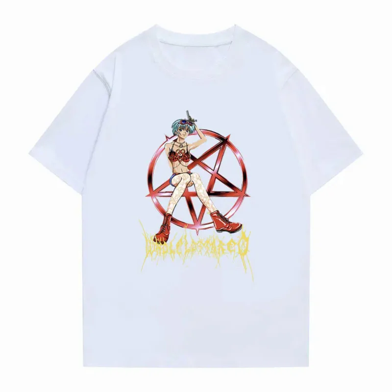 Harajuku WLR cała walka z krótkim rękawem moda uliczna moda męska letnie śmieszne koszulki S-5XL czerwona koszulka anime