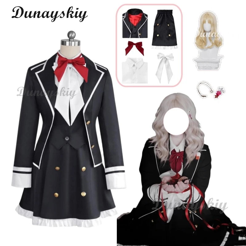 Komori Yui Cosplay Costume DIABOLIK LOVERS Cos Outfits School Uniform Top Skirt Halloween Carnival Role Play Dress Girls Women