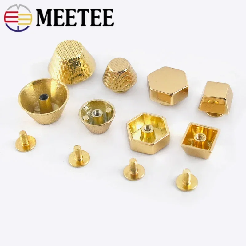 Meetee 10/20/30pcs Metal Studs Buckle For Bag Rivet Screw Handbag Bottom Decor Nails DIY Leather Craft Hardware Accessories