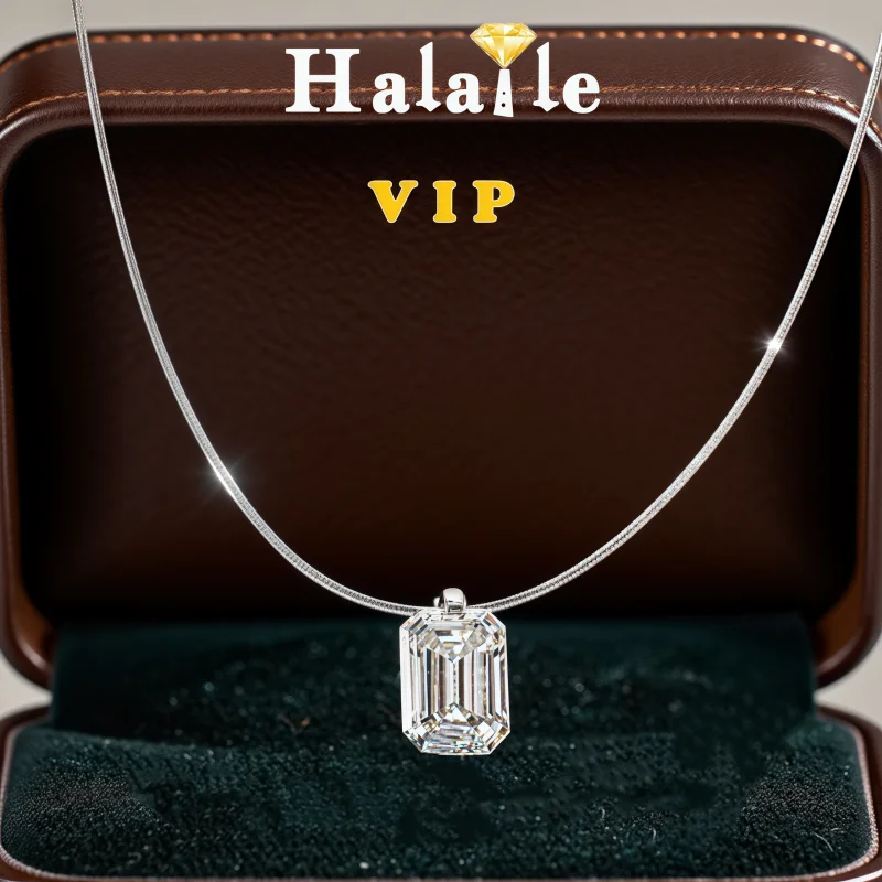 

Halaile 1ct Moissanite Pendant Necklace For Women With GRAS925 Sterling Silver Engagement Fashion Sparkling Party Gift