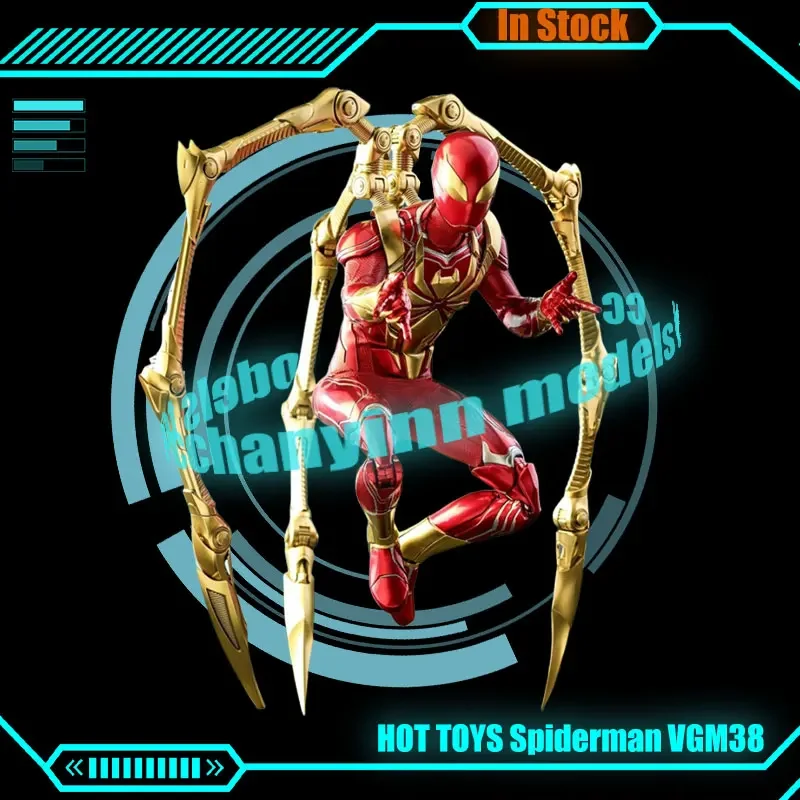 Original Hot Toys 1/6 Spiderman Actin Figure Steel Armored Suit Spider-man Figurine Ht Vgm38 Game Spider Man Collection Toy Gift