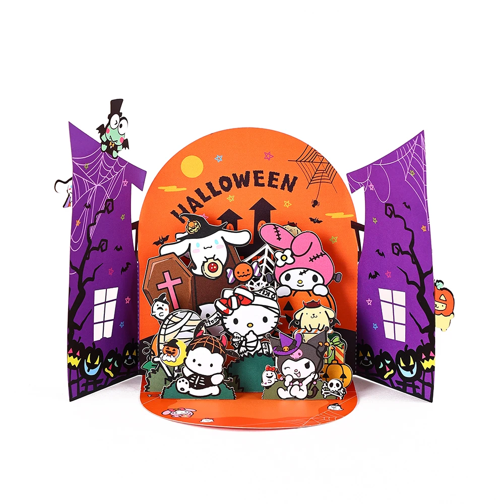 Sanrio Halloween 3D Pop Up Card Podwójne drzwi Kartka okolicznościowa Kreatywne dekoracje Zaproszenie na imprezę z kopertą