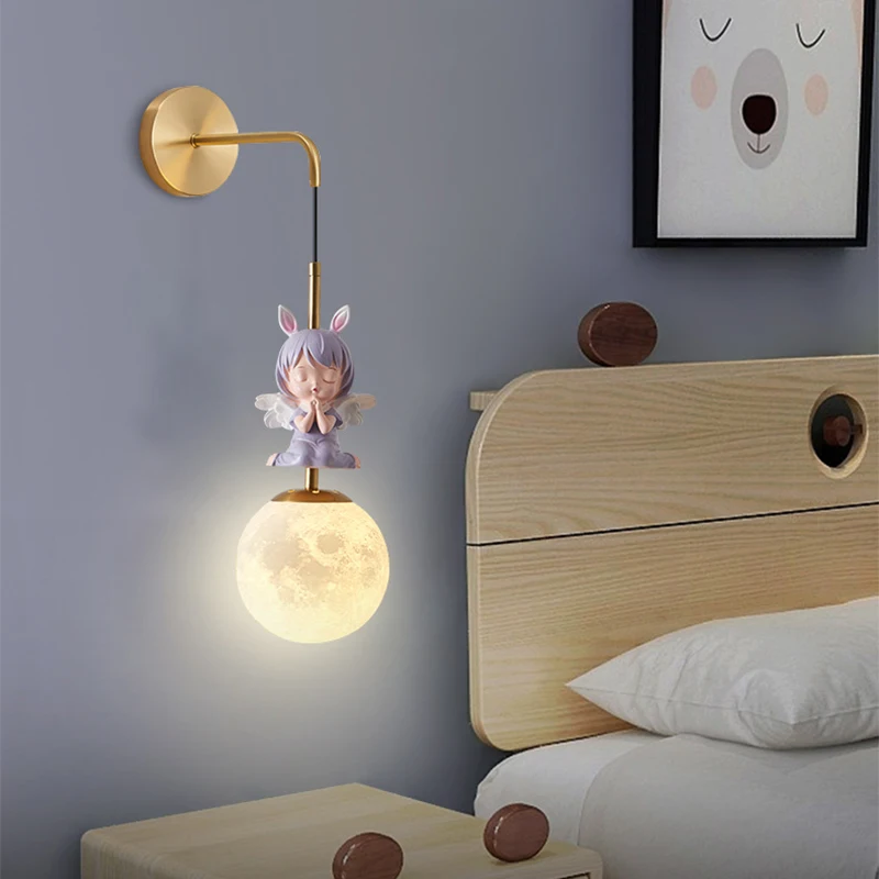 Modern LED Wall Lamp Bedside Sconce for Child's Living Room Bedroom Moon Planet Design Home Decor Indoor Lighting Fixture Lustre