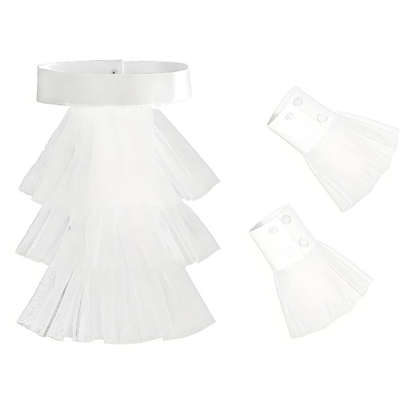 

2025 New Fashion Drape Jabot Collar with Arm Sleeves Extension Set for Women Daily Outfit