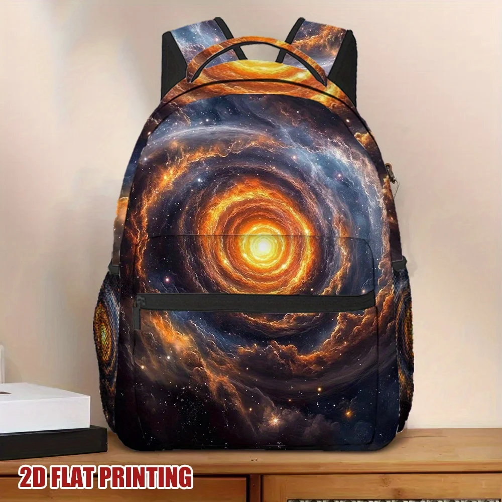 1pc for galaxy Vortex Backpack Lightweight Compact Functional with Zipper Closure Vibrant Cosmic Print for School Work