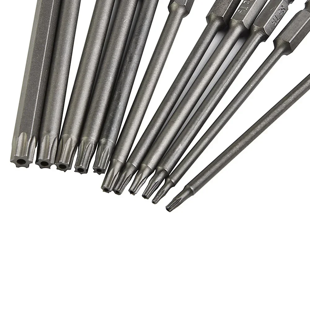 Juego de brocas de destornillador Torx de 11 piezas, vástago hexagonal, cabeza magnética de seguridad T7/T8/T9/T10/T15/T20/T25/T27/T30/T40, 100MM, Extra largo