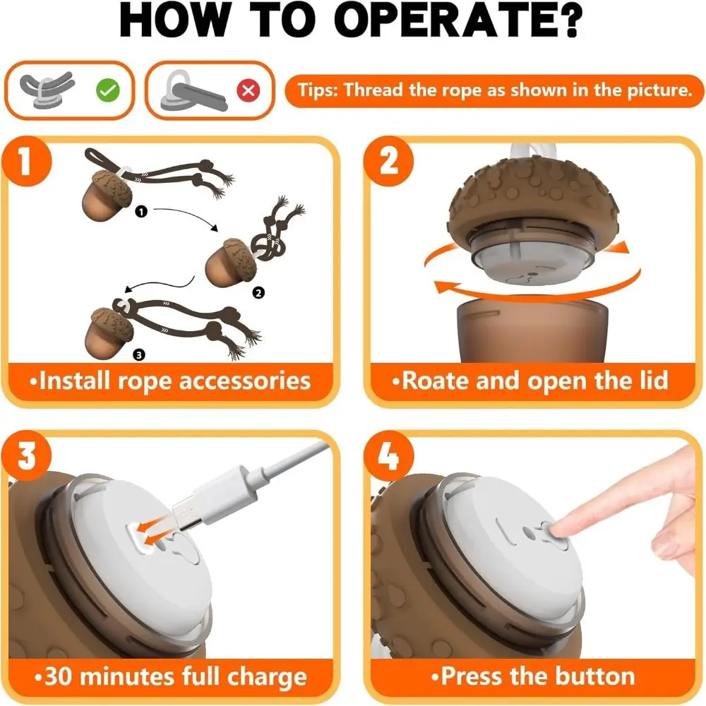 

New Design with LED Light Interactive Dog 3 Modes Pumpkin Pattern Electric Rolling Ball Rechargeable Activated Interactive Toy