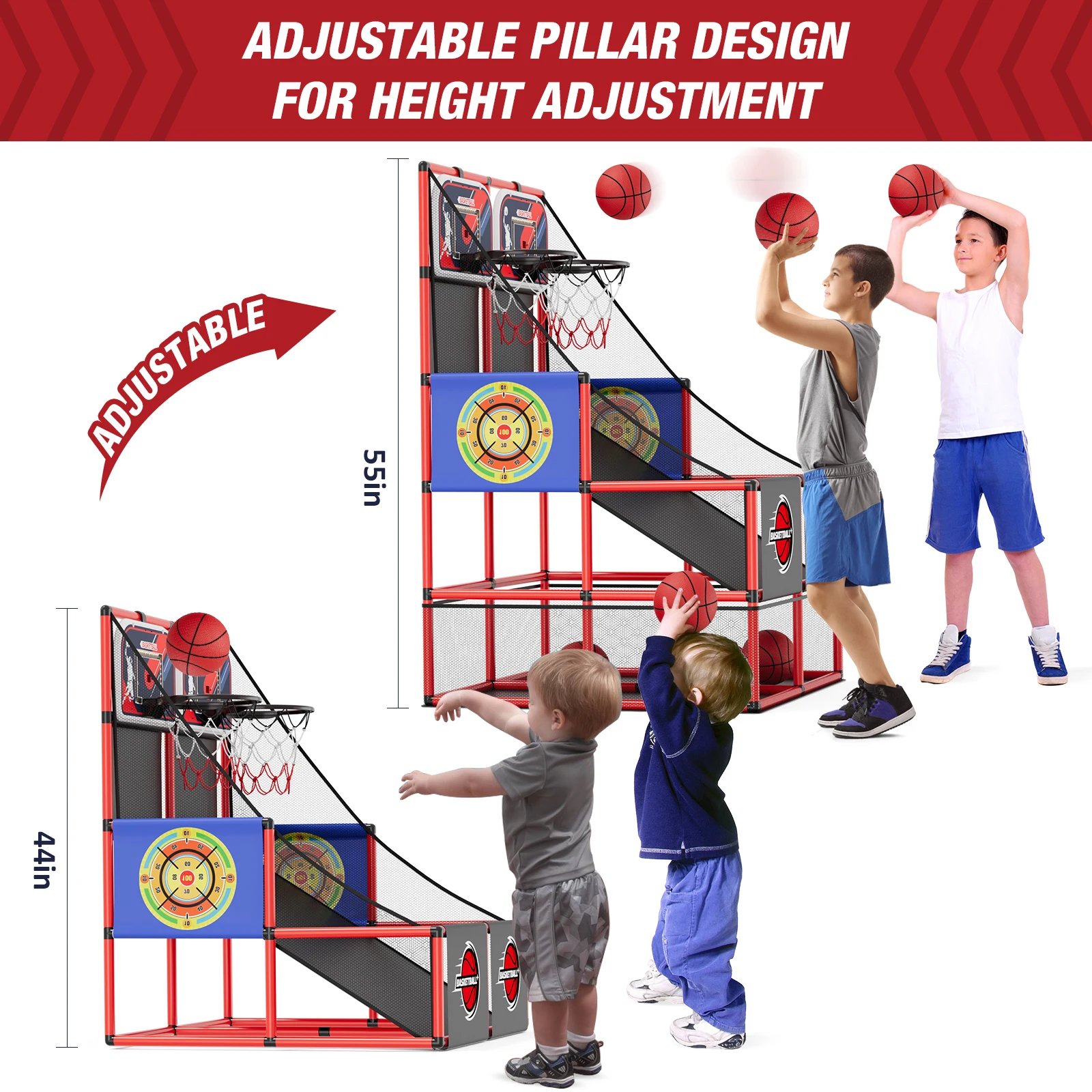2-in-1 Dual-Shot-Basketball-Ar – Kids Indoor Outdoor Games Bewertung und Preis