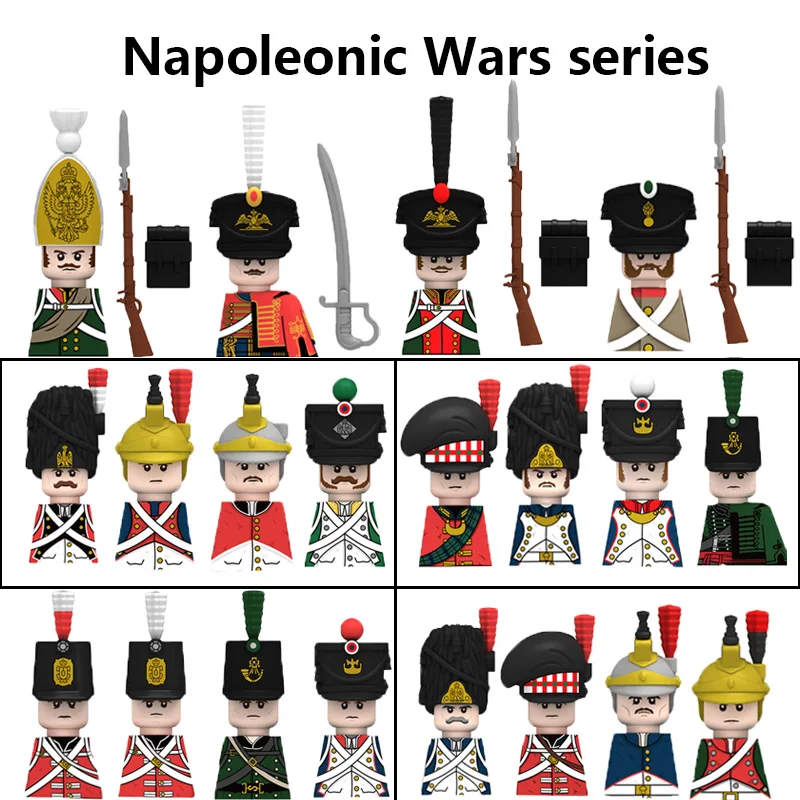 MOC WW2 Military Napoleonic Wars Building Blocks arma russa francia esercito soldato spada medievale cannone accessori regalo per bambini