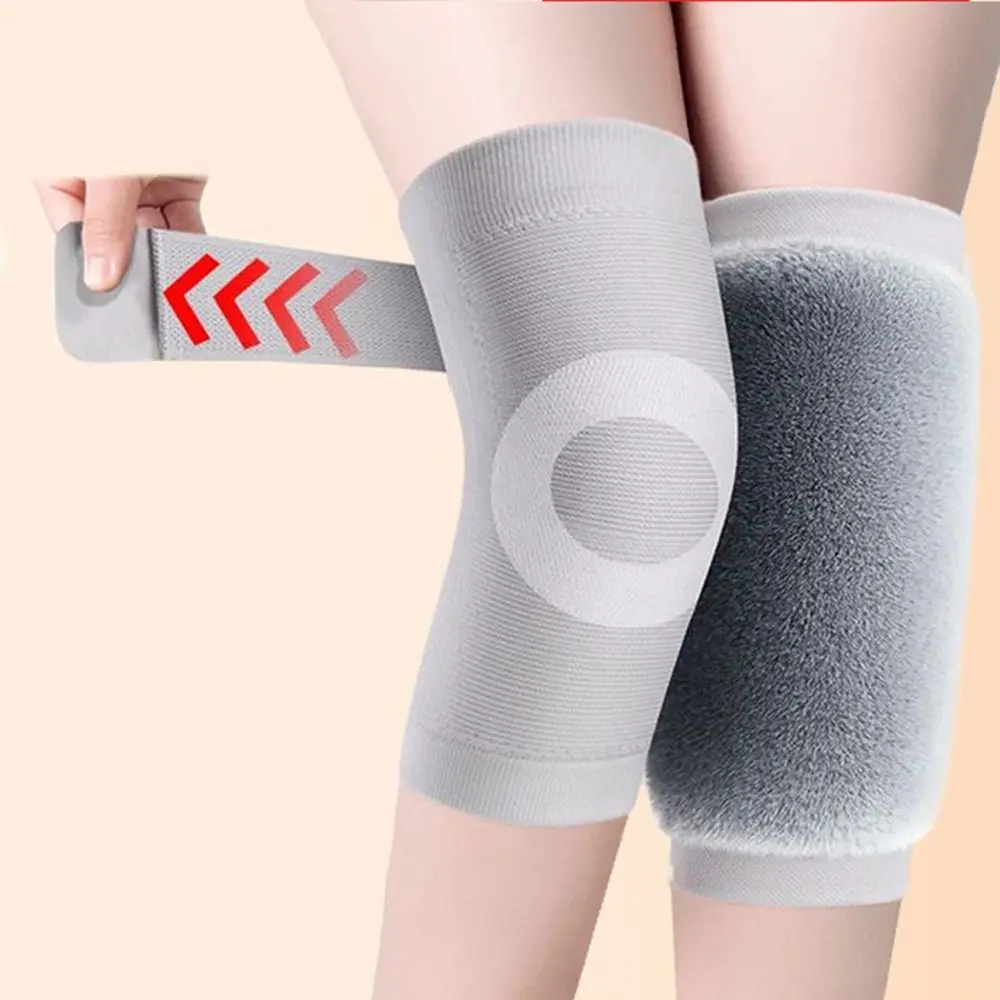 1Pair Universal Thickened Fur Knee Protector Warm Heat Storage Knee Pads Thermal Thick Velvet Kneepad Cold Leg