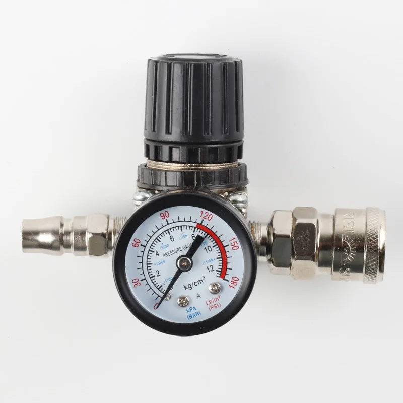 140PSI Air Compressor Pressure Regulator Relief Valve Switch Gauge Square Iron Housing Pneumatic Control Accessory