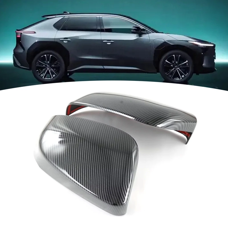 Car Carbon Fiber ABS Rearview Side Glass Mirror Cover Sticker Cover Trim Car Styling Fit For Toyota BZ4X Pro 2022