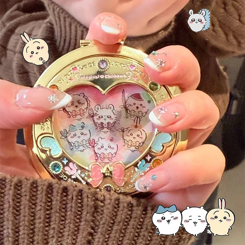 Niedlicher Usagi Hachiware Magischer Spiegel Faltbarer Schminkspiegel Chikawas Perfekt für Täglichen Gebrauch Reise Anime-Themen Tragbarer Kosmetikspiegel