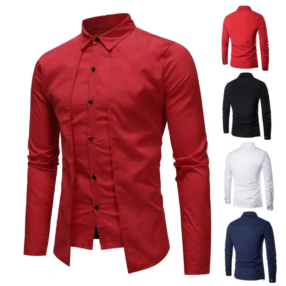 

Classic Men Shirt Widely Applied Turn-down Collar Long Autumn Shirt Skin-friendly Fashion Casual Shirt for Work