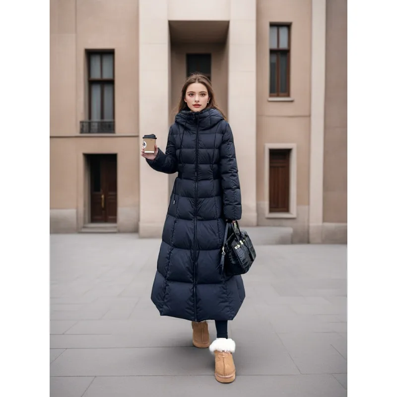 Women's Autumn/Winter Down Jacket White Duck Down Long Length Waist-cinched Plus Size Thick Warm Comfortable Casual Soft Niche