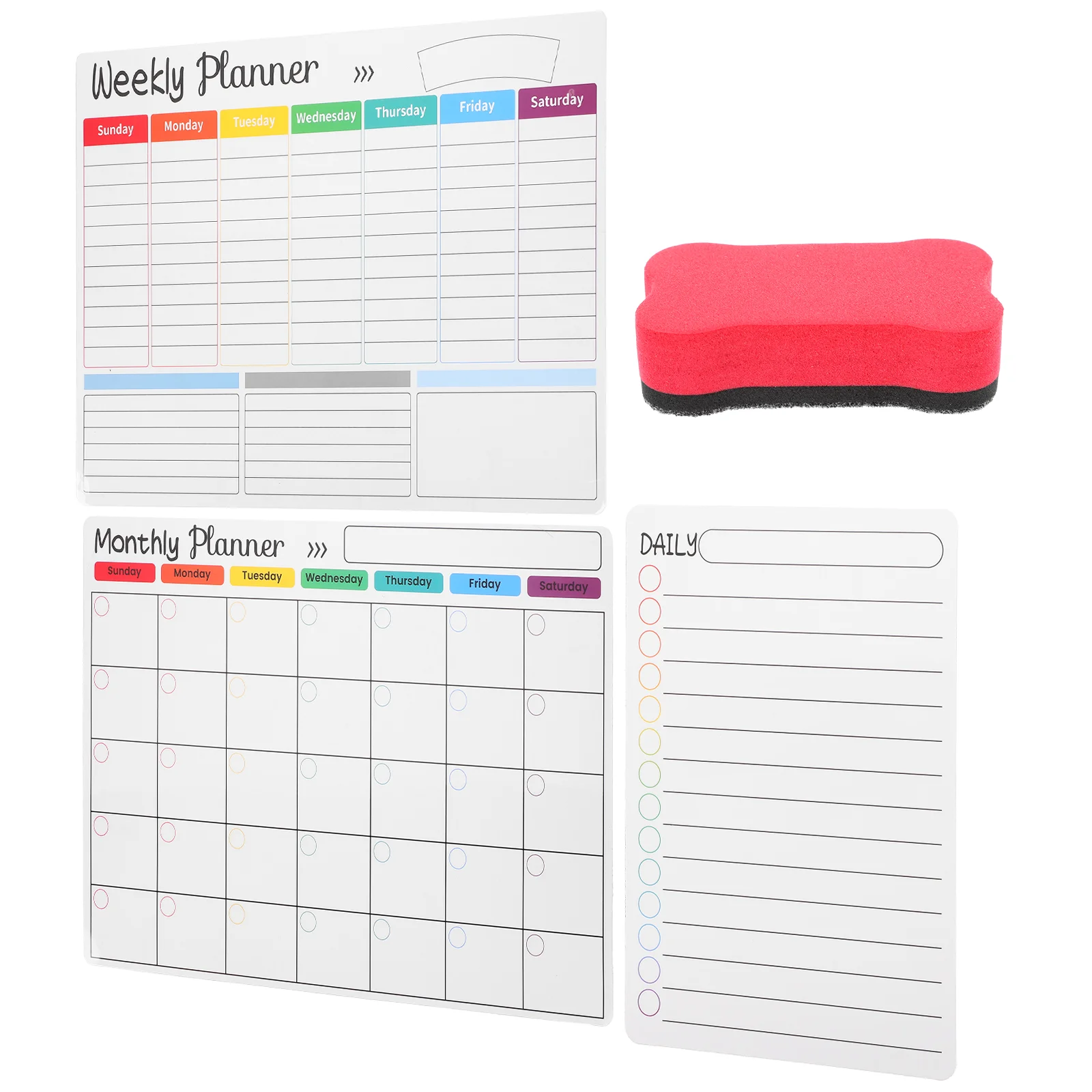 

2pcs Magnetic Whiteboard Wall Planner for Fridge Dry Erase Board Weekly Daily Schedule Reusable Memo Board Refrigerator Calendar