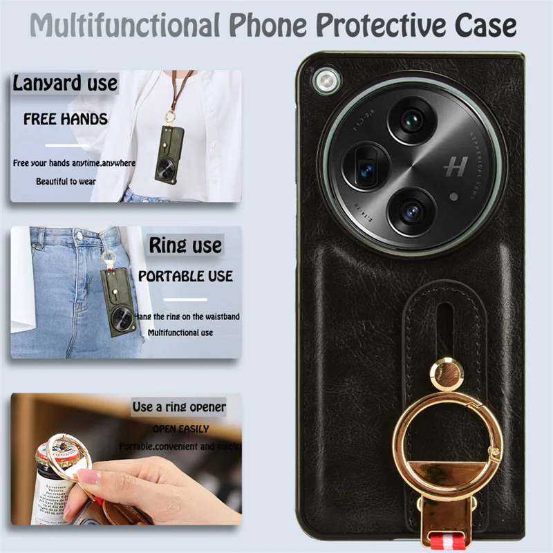 Multi-function phone case For OPPO Find N3 Find N2 Find N with ring holder case all-inclusive with lanyard non-slip phone case