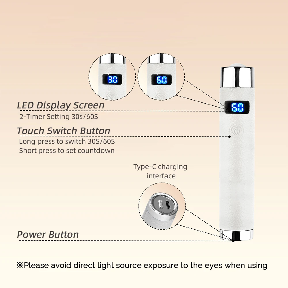USBスマートタッチネイルランプ（スタンド付き）- ジェルネイル硬化用UV LEDライト、ポータブルネイルアートドライヤー（ステッカー＆ダイヤモンドセッティング付き）