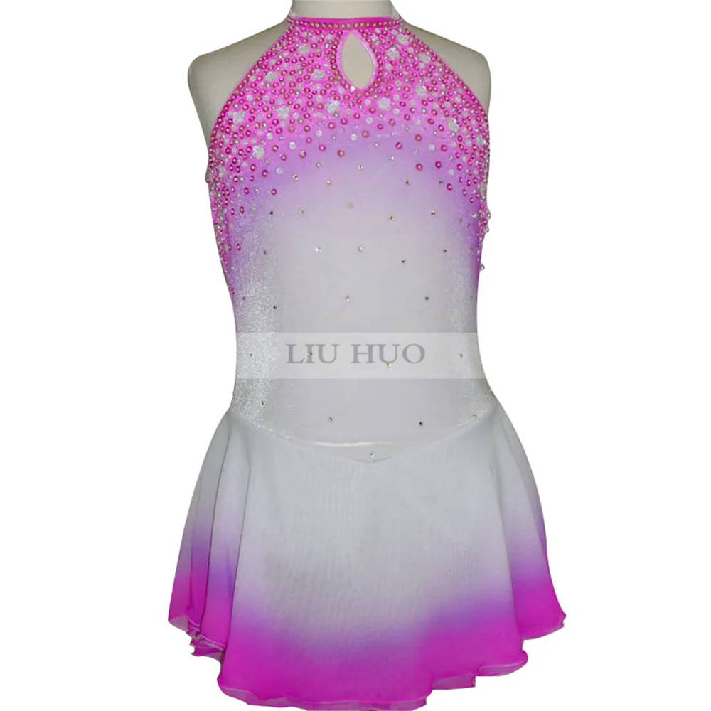 

LIUHUO Women's Girls' Figure Ice Skating Dress Leotard Costume Performance Ballet Competition Wear Sleeveless Backless Gradient