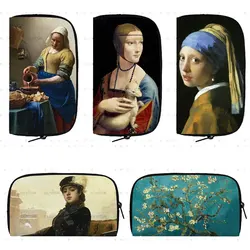 History of Art Famous Painting Mona Lisa David Print Wallet Michelangelo Da Vinci Purse Credit Card Phone Holder Coin Money Bag