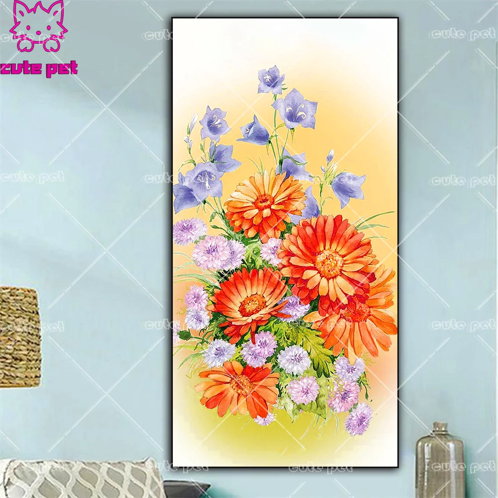 FULL Mosaic Pattern 5D Hand painted flowers DIY art Embroidery home decoration diamond painting cross stitch gift uzzle large