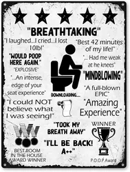 Amazing Experience Would Poop Here Again Bathroom Sign, Funny Vintage Toilet Reviews Metal Signs, Aluminum Rust Free 9