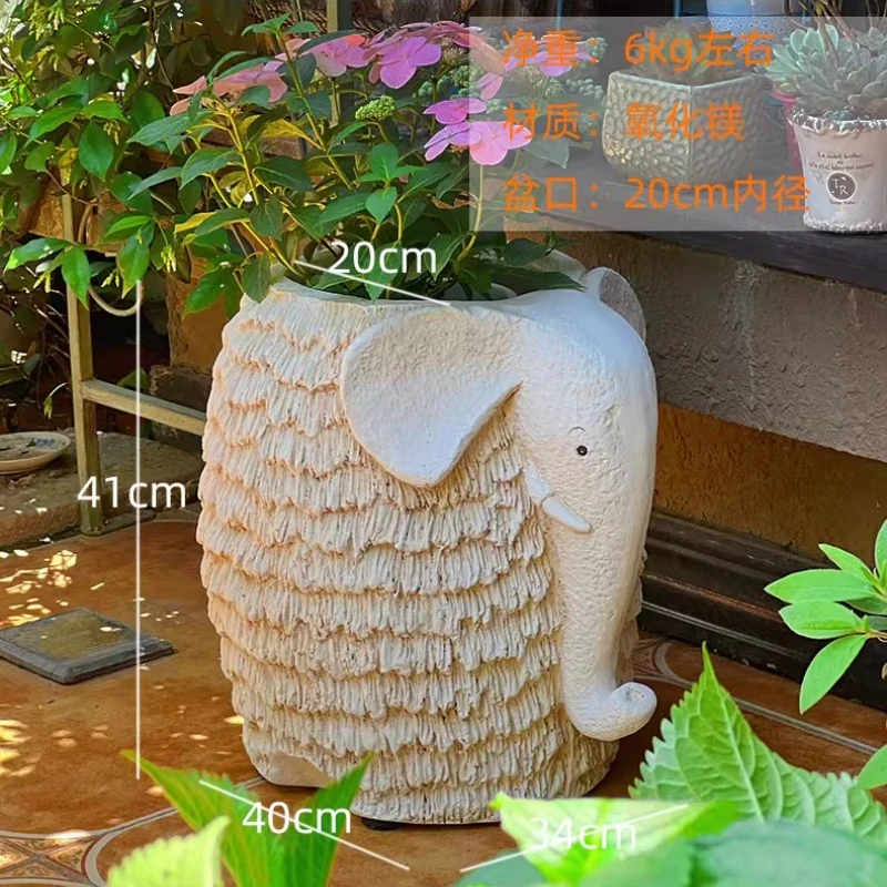 Outdoor Garden Elephant Planter for Succulents Large Animal Statue for Villa Farmhouse Patio Decor Sculpture Rustic Flower Pot