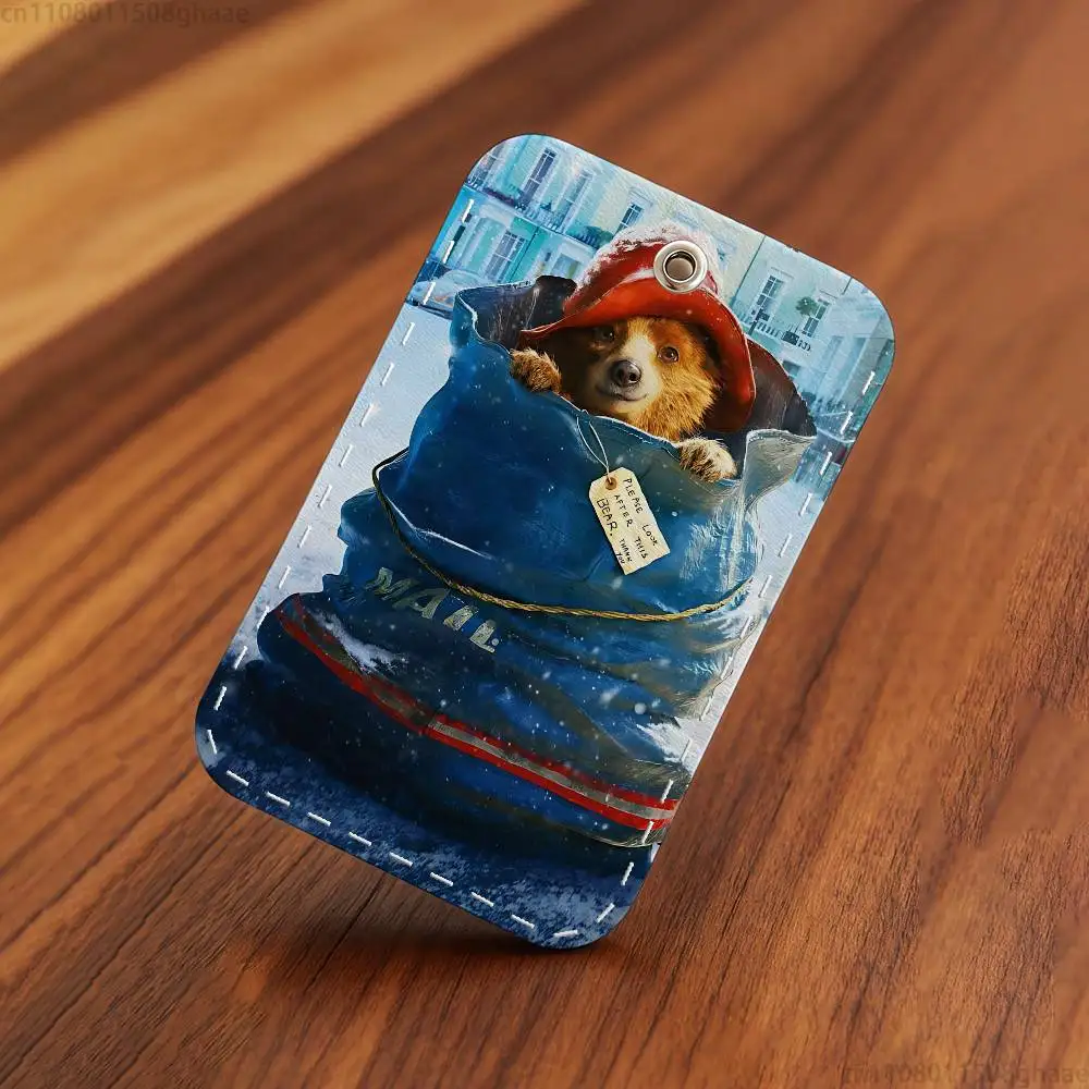 Simpatico orsetto P-Paddington Custodia per carte rettangolare Portachiavi Borsa per carte di accesso Portachiavi Portachiavi Porta carte in pelle Accesso