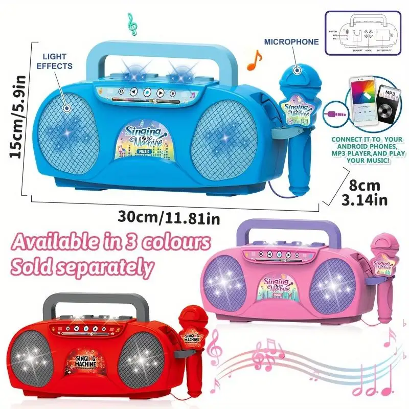 1Pcs Radio Musik Lautsprecher Karaoke Tragbare Singen Maschine Mit Mikrofon kinder Spielzeug Musical Instrument Mädchen Jungen Geschenke