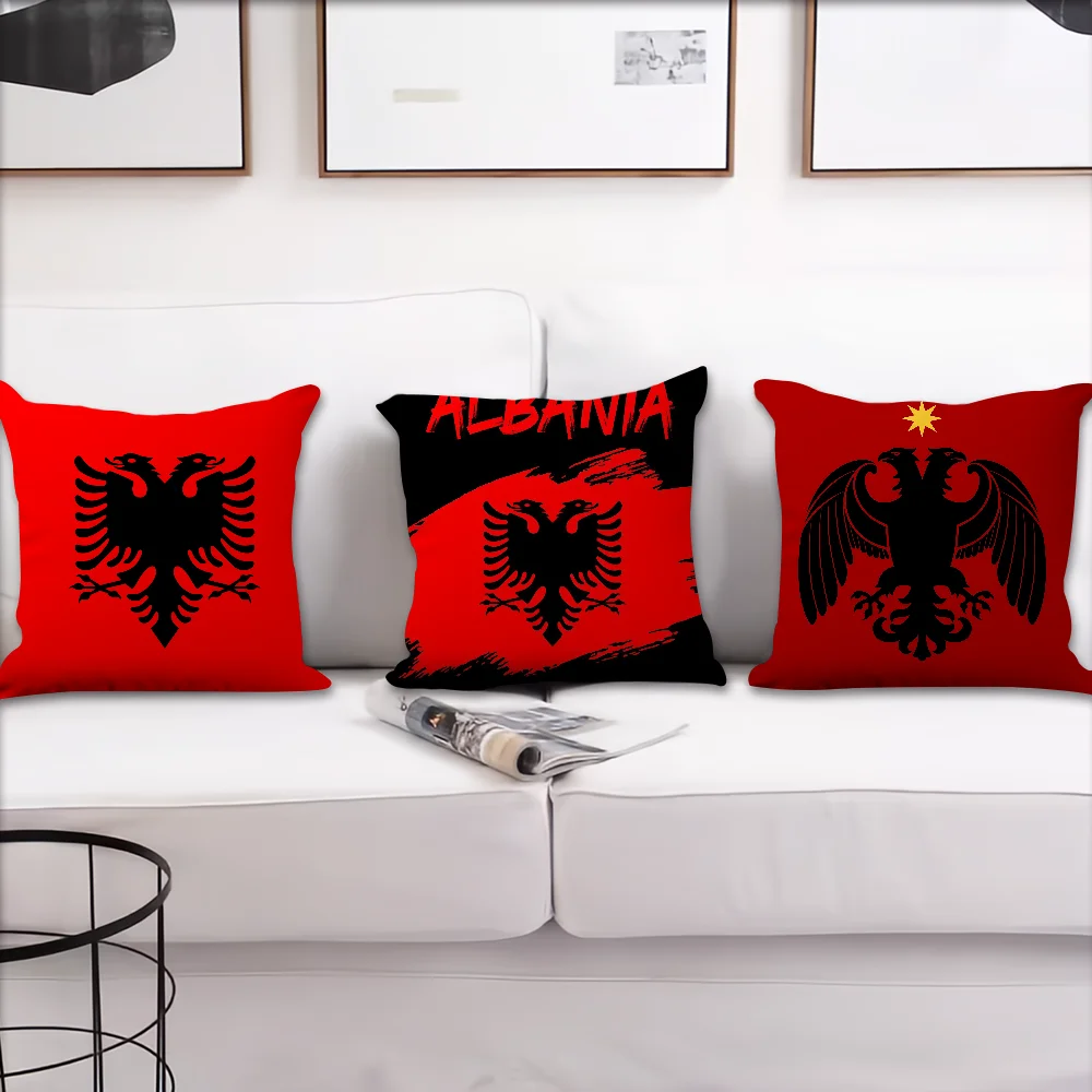 Albania Flag Art Cushion Cover Pillow Case Square Cushion Room Bedroom Headboard Sofa Living Backrest Nap Time