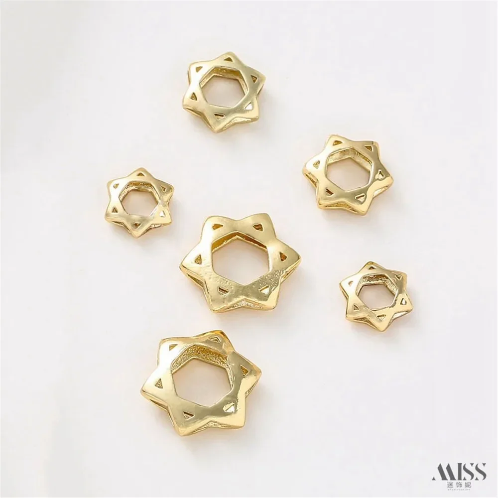 14K gouden tas kleurbehoud hexagram set kralenring DIY handgemaakte sieraden accessoires materialen