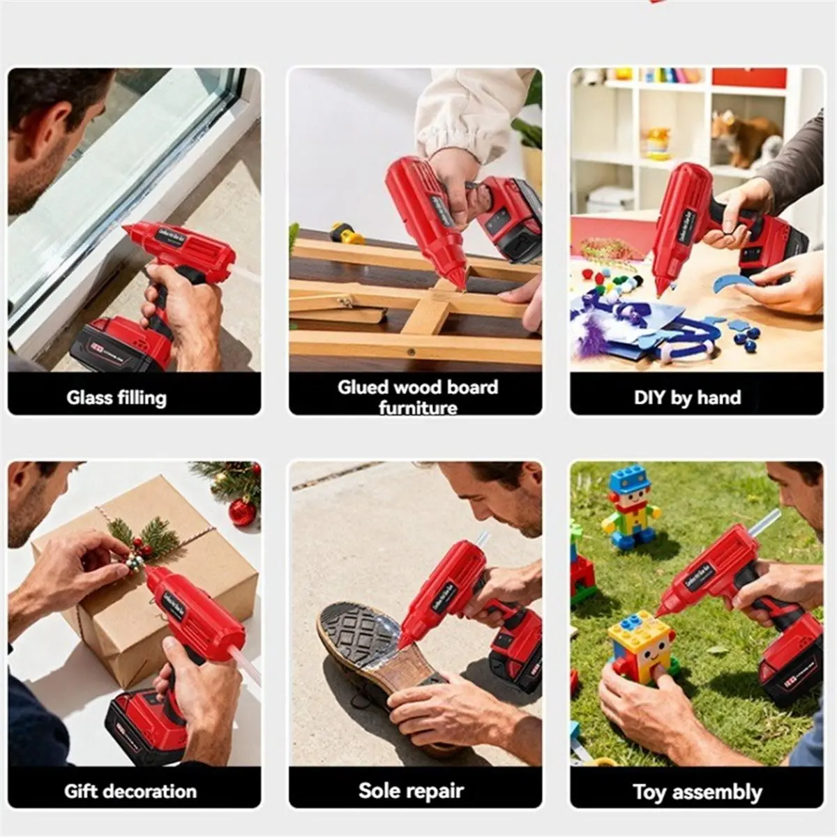 Y937A~!#For 20V Cordless Hot Glue Temperature Adjustable with Digital Display Heavy Duty Glue for DIY Crafts