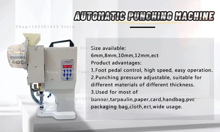 

PVC Tarpaulin Grommet Paper Punching Automatic Electric Tag Eyelet