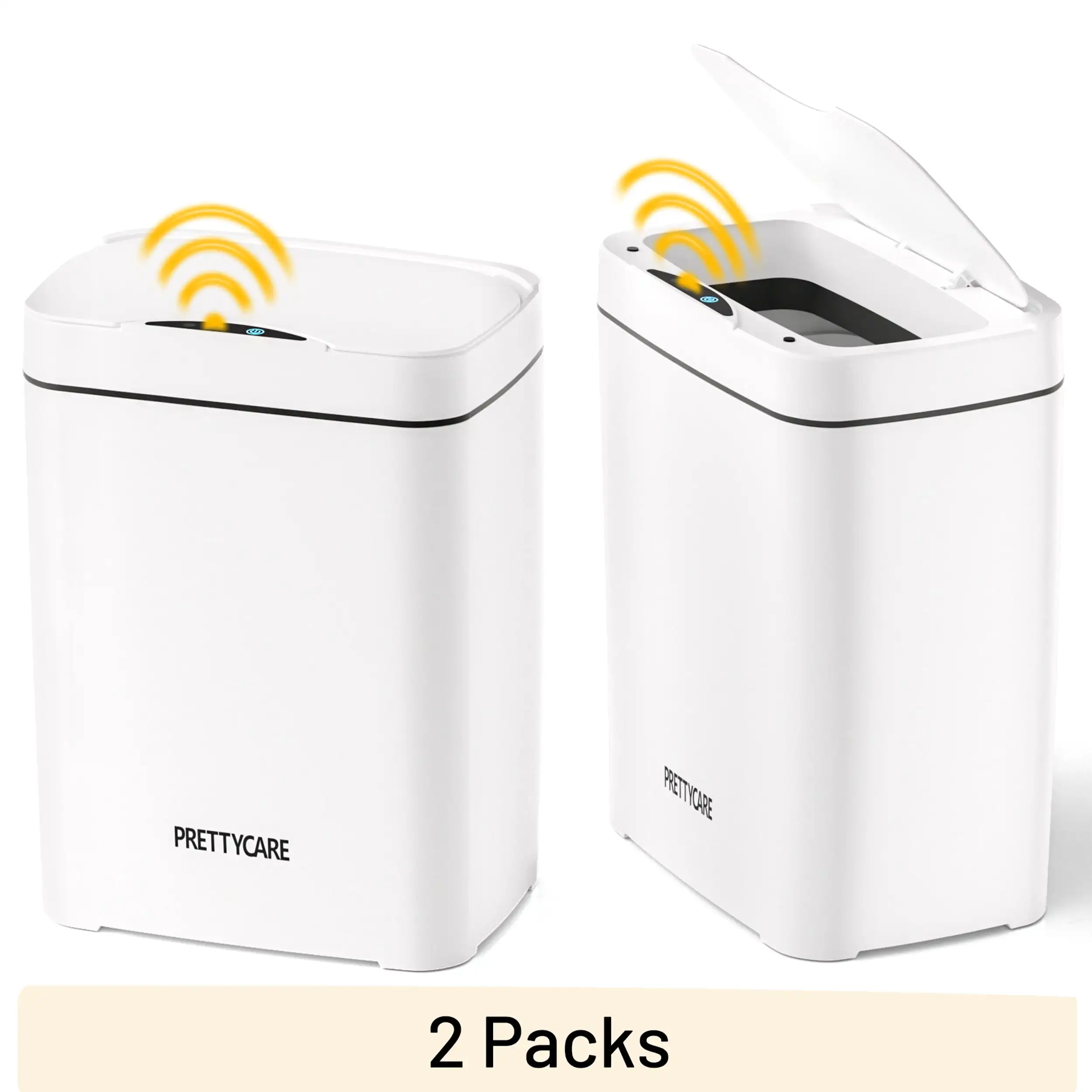 

2 Packs 3.6 Gal Automatic Bathroom Trash Cans With Lid Touchless Small Bedroom Garbage Can White GC01
