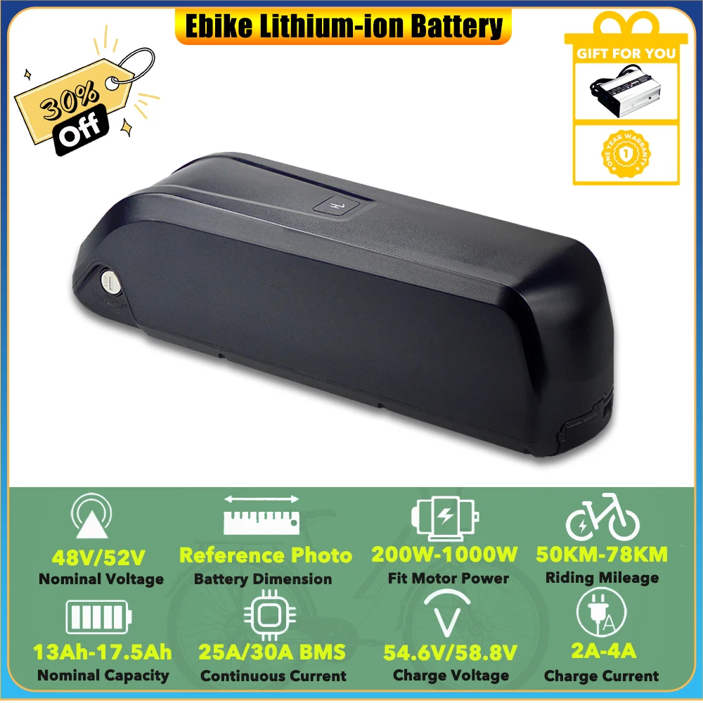 

Spare Lithium-ion Battery Pack 48V 13Ah 17.5Ah 840Wh Extra Akku for 500W 750W ENGWE M20 Long Range E-bike
