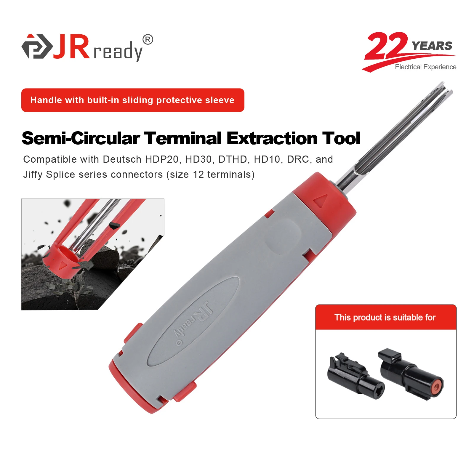 JRready JRconDRK-12DTP-PRO Pin-Extraktionswerkzeug, geeignet für DTP, HDP20, HD30, DTHD, HD10, DRC, Jiffy Splice Serie 12 #   Terminale