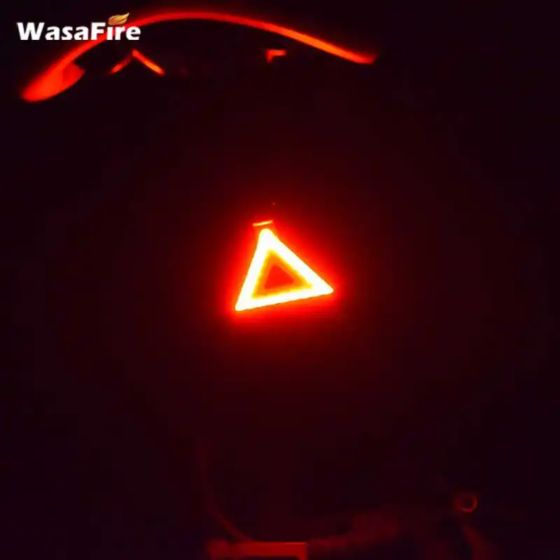 WasaFire Triangle Bicycle Tail Light COB LED Bike Rear Light 6 Modes USB Rechargeable Cycling Taillight Night Warning Lamp