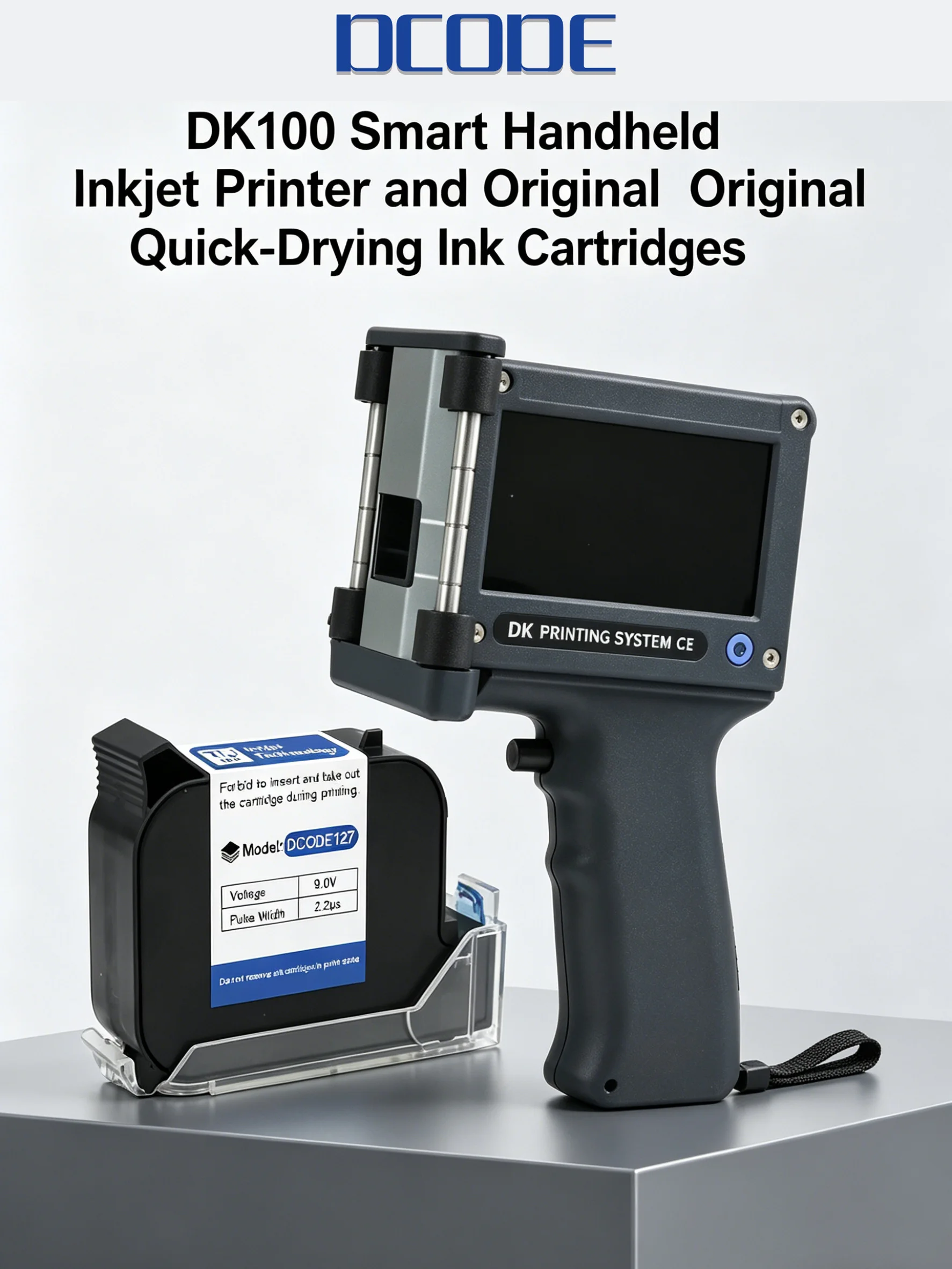 DK100 Smart Handheld Inkjet Printer with Carry-on Bag 12.7mm Portable Printer QR