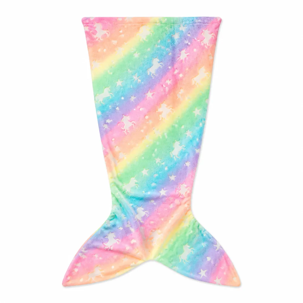 

Wearable Glow in the Dark Mermaid Tail Blanket for Girls Soft Fleece Flannel Cozy Cosplay Costume with Fantasy Style