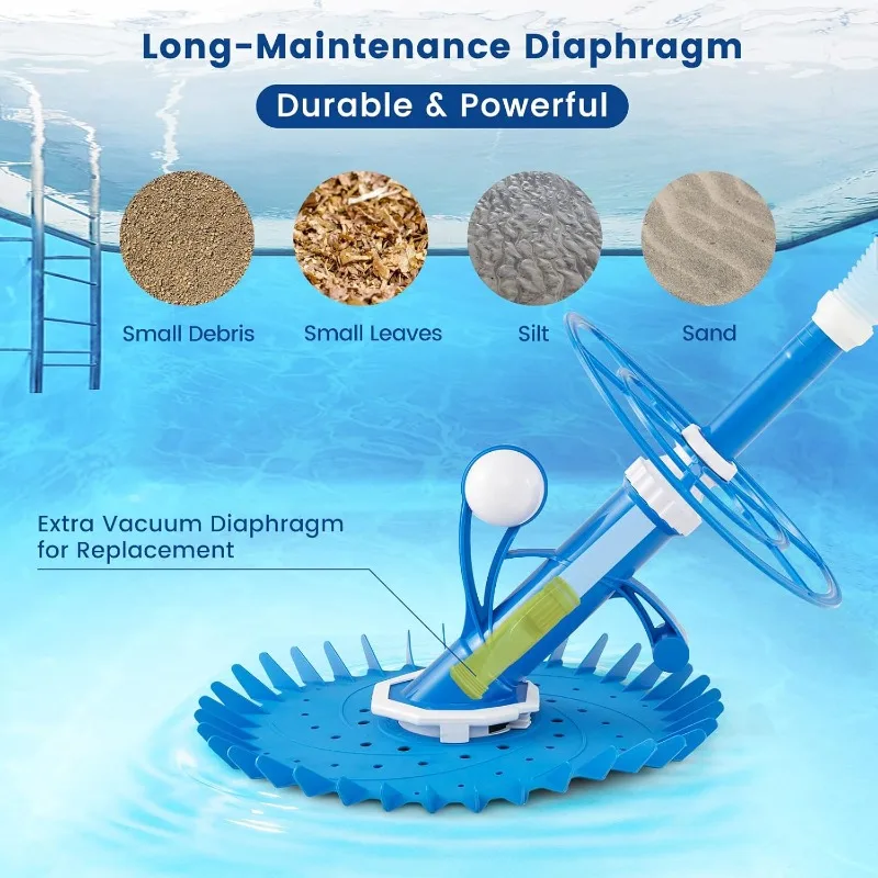 Goplus Ulepszony Automatyczny Odkurzacz do Basenu, Odkurzacz z Przedłużkami 10 x 3,3 FT i Dyskiem z 36 Łopatkami