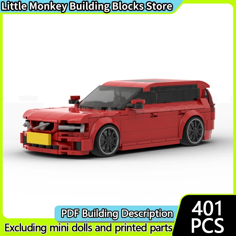 Modello di auto da corsa di velocità MOC Mattoni da costruzione V60 T8 Stazione rossa Carro Tecnologia modulare Regali di festa per bambini Assemblare giocattoli Vestito