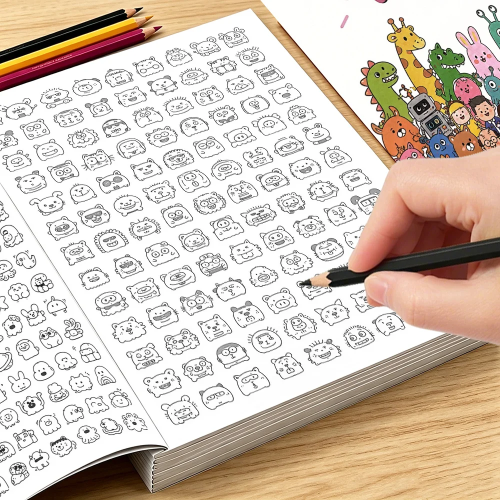 40 Pages Monster Character Drawing Workbook, Adult Beginner Doodle Sketch Book, Relaxing Line‑Art Drawing Practice Book