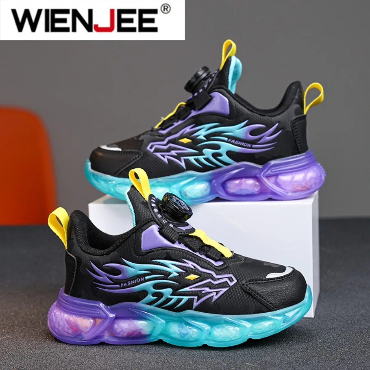 

New Anti-skid Leather Kids Sneakers for Boys Running Walking Lightweight Casual Shoes With Fashion Dragon Pattern Shoes