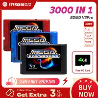 Nuevo para MegaDrive Genesis MD V3Pro con 3000 archivos emulador de unidad óptica MEGAKey compatible con tarjeta de memoria de archivo 32X con tarjeta 4G TF