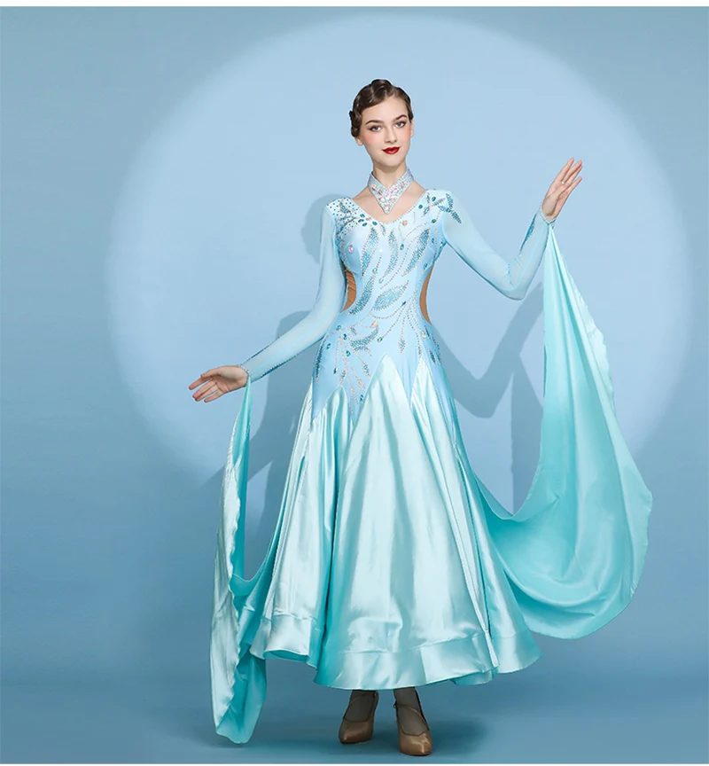 

Ballroom Competition Dance Dress Women New Arrival High Quality Performance Long Sleeve Modern Waltz Ballroom Dance Dresses