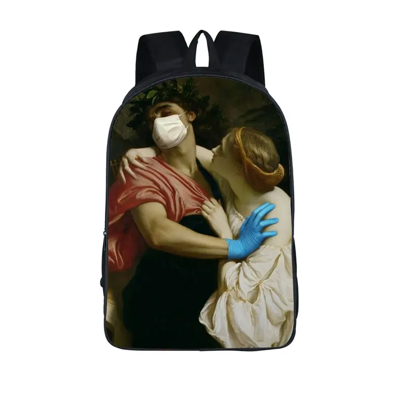 Spoof Famous Painting Venus Wearing A Mask Backpack Women Aesthetics Interesting Knapsack Teenagers Large Capability Schoolbag