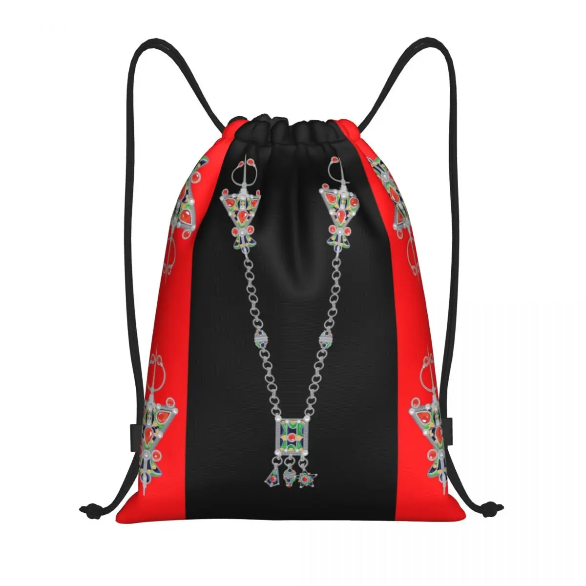 Mochila personalizada Kabyle Jóias Drawstring, Sackpack leve para treinamento, tapete Amazon, berbere, esportes de ginástica