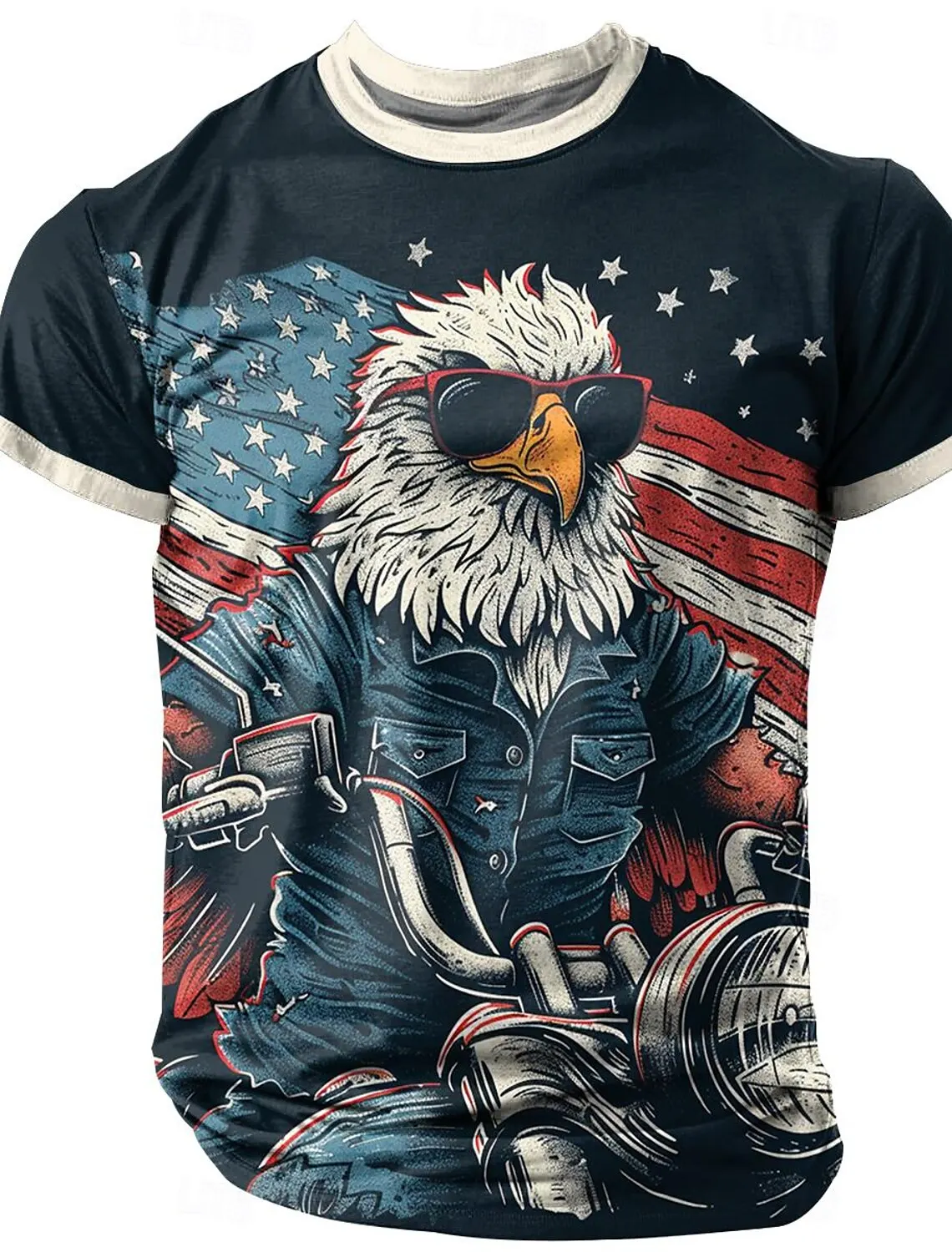 American USA Flag Eagle Men's 3D Print T shirt Tee Street Festival 2024 American Independence Day T shirt O-Neck Shirt Summer